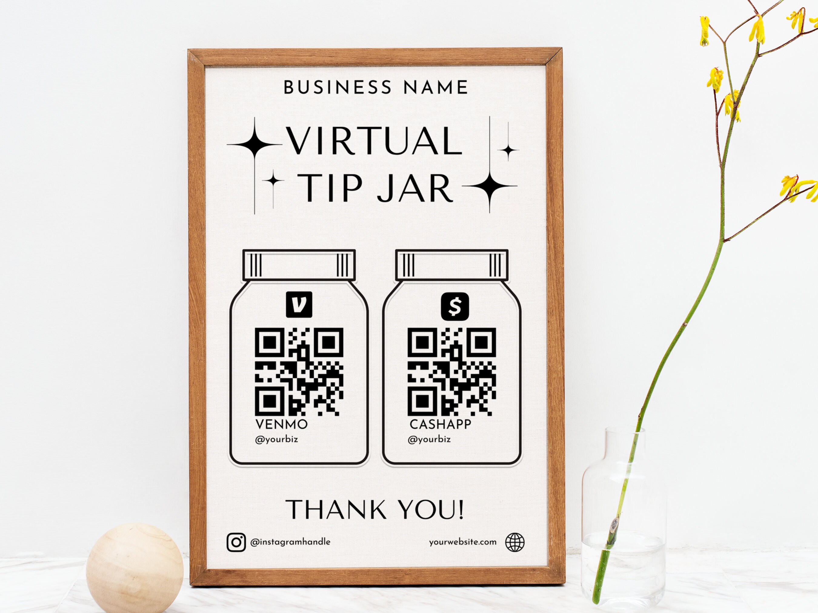 Printable Virtual Tip Jar, Venmo Payment Sign, QR Code Sign Template ...