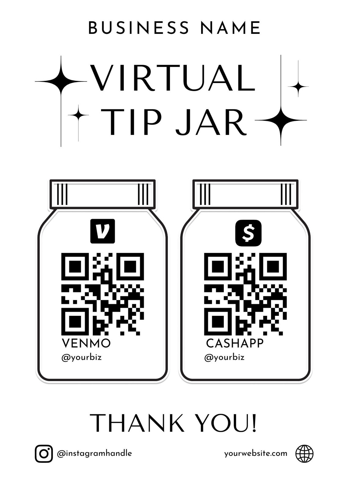 Printable Virtual Tip Jar, Venmo Payment Sign, QR Code Sign Template ...