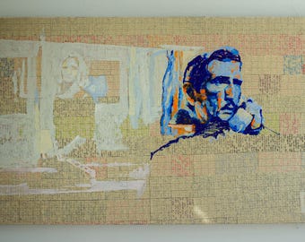 Paris Texas IV - Original Sudoku Puzzles and Oil Paint 72 x 42 in