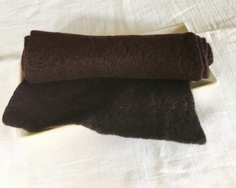 Felt Sheet - Dark Brown - 100% Merino Wool Felt - Hand Felted - 7 X 27 inches - beautifully soft hand felted merino wool