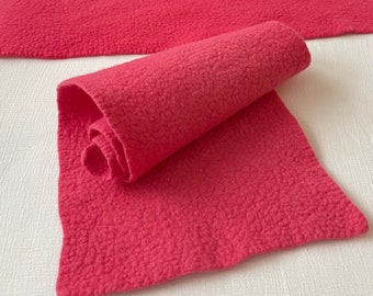 pink merino wool felt (medium shade)  / 8 X 25 inches / 100% Merino Wool /  hand dyed and felted