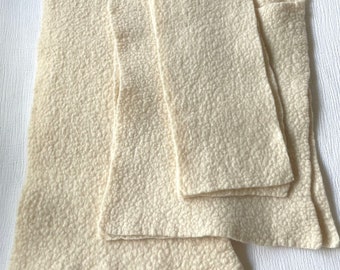 Natural white wool felt - Three sizes - 100% Merino Wool Felt - Hand Felted  - beautifully soft hand felted merino wool