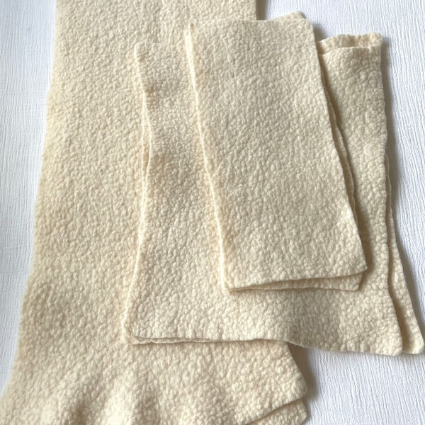 Natural white wool felt - Three sizes - 100% Merino Wool Felt - Hand Felted  - beautifully soft hand felted merino wool