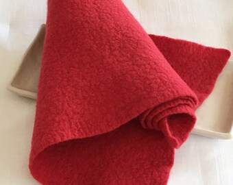 Felt Sheet - Red - 100% Merino Wool Felt - Hand Felted - 8 X 24 inches - beautifully soft hand felted merino wool