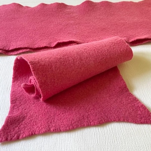 Naturally dyed merino felt / Deep Pink / 9 X 26 inches / hand dyed and felted / wool felt sheet / dyed with Cochineal