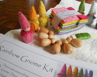 Rainbow Gnome Kit - 6 gnome kit -  handmade toys - diy - handmade gift - complete instructions