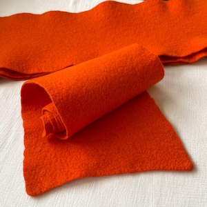 Orange merino wool felt / 7 X 26 inches / 100% Merino Wool Felt / Hand Felted / beautifully soft hand felted merino wool
