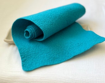 Felt Sheet - turquoise - 100% Merino Wool Felt - Hand Felted - 7 X 27 inches - beautifully soft hand felted merino wool