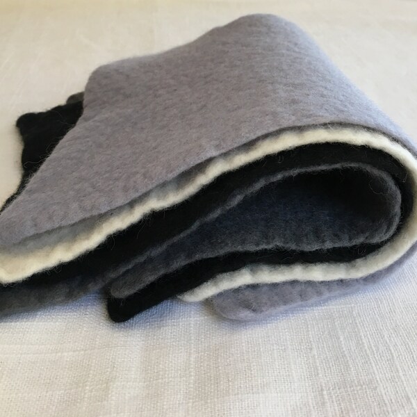 Felt Sampler - 4 small sheets - ash gray, black, natural white, gray - 100% Merino Wool Felt - Hand Felted - 5 X 8 inches or larger