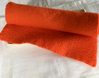 Felt Sheet - Bright Orange - 100% Merino Wool Felt - Hand Felted - 9 X 26 inches - beautifully soft hand felted merino wool