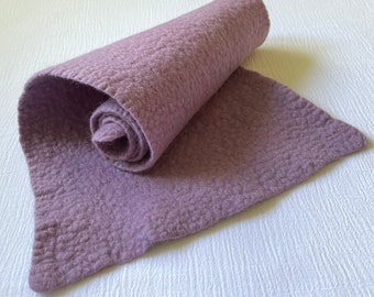 pale violet felt  / 8 X 27 inches / 100% Merino Wool /  hand dyed and felted