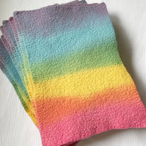 rainbow hand dyed felt / 9 X 12  inches / 100% merino wool felt  / rainbow dyed / hand dyed and felted