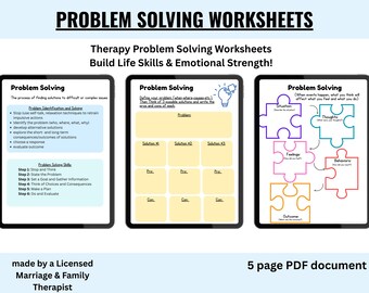 Problem Solving Worksheets for Therapy and Counseling | Printable & Digital PDF | Social Emotional Learning