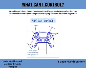 What Can I Control Worksheet | CBT Kids Printable | Counseling and SEL Activity for School Counselors and Homeschool | Therapy Tool PDF