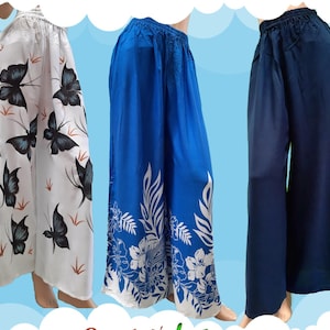 Ladies Supersoft Wide Leg Elasticated Palazzo Trousers with 2 pockets - Fits many sizes , in many colours Cool Kaftan hand made luxury gift