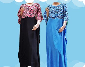 Mermaid Batik Kaftan Dress, Boho Beach Coverup