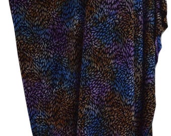 Tie Dye Kaftan Dress - Multicolour Leaves Print Rayon, Freesize
