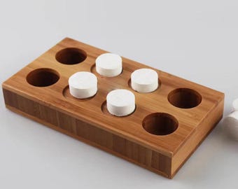 Bandeja de bambú de lujo para pañuelos de papel comprimidos, servilletas de papel para 2 o 4 pañuelos de papel, agua