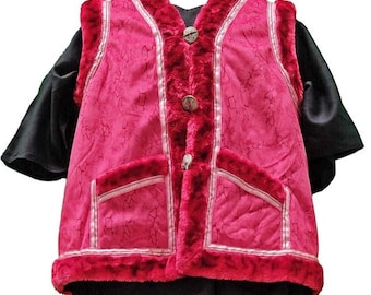 Ottoman Style Shearling Vest: Turkish Faux Fur Gilet, Ethnic Festival Waistcoat Jacket