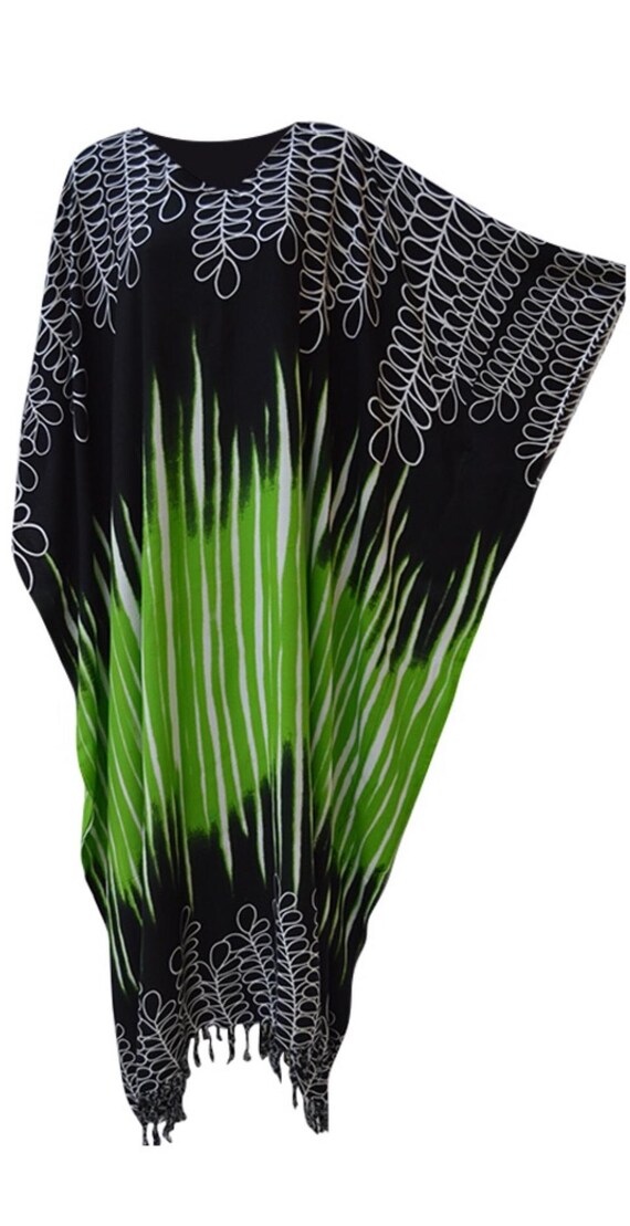 Borneo Soft Tie Dyed Leaf Kaftan Caftan Cool Long Jamaica