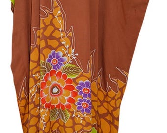 Floral Rayon Kaftan Dress, Boho Summer Loungewear, Plus Size