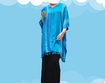 Handmade Stripey Kaftan Top: Vibrant Batik Tunic, Plus Size