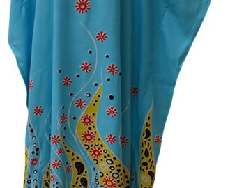 Handmade Floral Kaftan Dress, Pastel Beach Robe, Plus Size