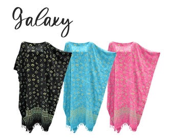 Galaxy Batik Kaftan, Long Hand-Made Ethnic Dress, Plus Size