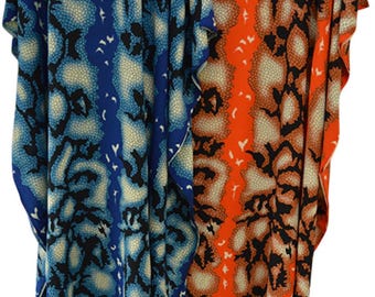 Handmade Snake Print Kaftan: Vibrant Batik Dress, Plus Size