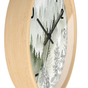 Misty Forest Wall Clock Misty Mountain Art Misty Pine Clock Mountain Valley Clock Mountain Decor Mountain Wall Art Scenic Mountain Clock image 3