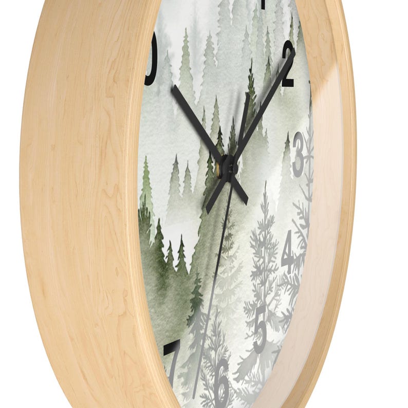 Misty Forest Wall Clock Misty Mountain Art Misty Pine Clock Mountain Valley Clock Mountain Decor Mountain Wall Art Scenic Mountain Clock image 3