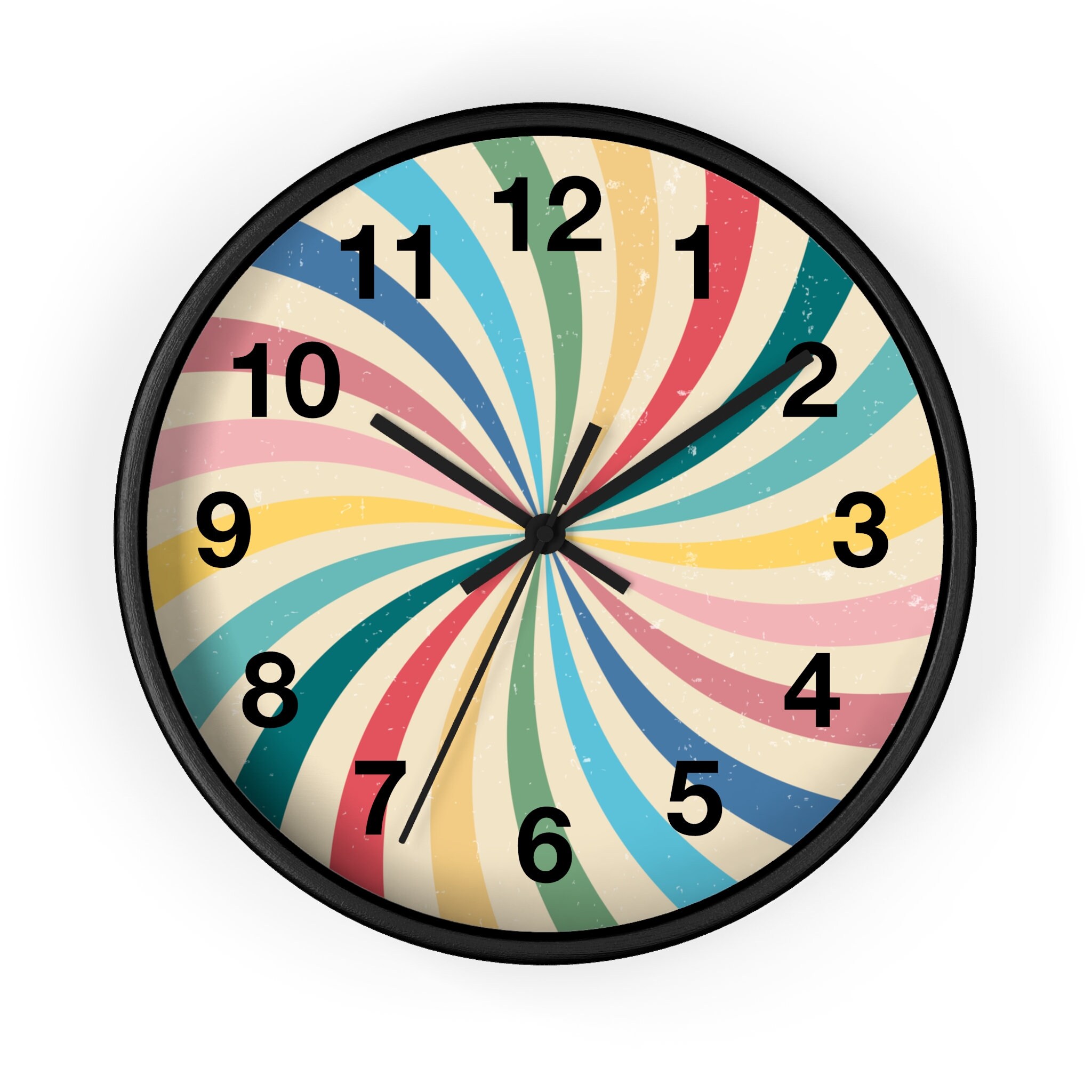 Color Well Clock Pinwheel Wall Clock, Color Wheel Clock, Colorful Clock, Silent Clock ...