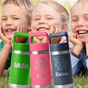 Custom Yeti Water Bottle Kids Cup Yeti Personalized Tumbler Engraved Gift for Grand Kids Toddler 12oz Childs Birthday Useful Christmas Gift