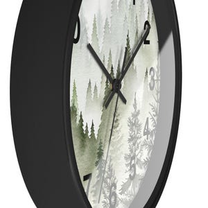 Misty Forest Wall Clock Misty Mountain Art Misty Pine Clock Mountain Valley Clock Mountain Decor Mountain Wall Art Scenic Mountain Clock image 6