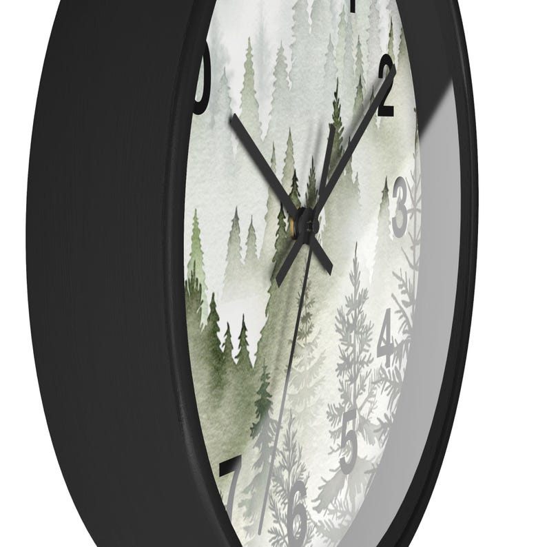 Misty Forest Wall Clock Misty Mountain Art Misty Pine Clock Mountain Valley Clock Mountain Decor Mountain Wall Art Scenic Mountain Clock image 6