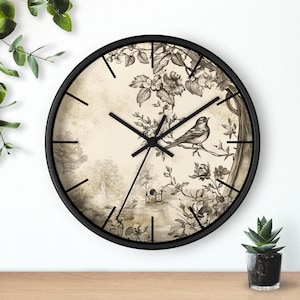French Toile Wall Clock Classic Parisian Vintage French Kitchen Clock Inspired Elegant Antique Office Decor French Country Toile de Jouye