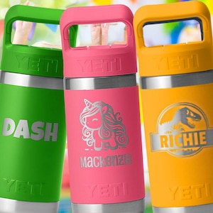 Kids Name Cup Custom Water Bottle Personalized Yeti Laser Engraved 12oz Gift for Grandkids Back to School