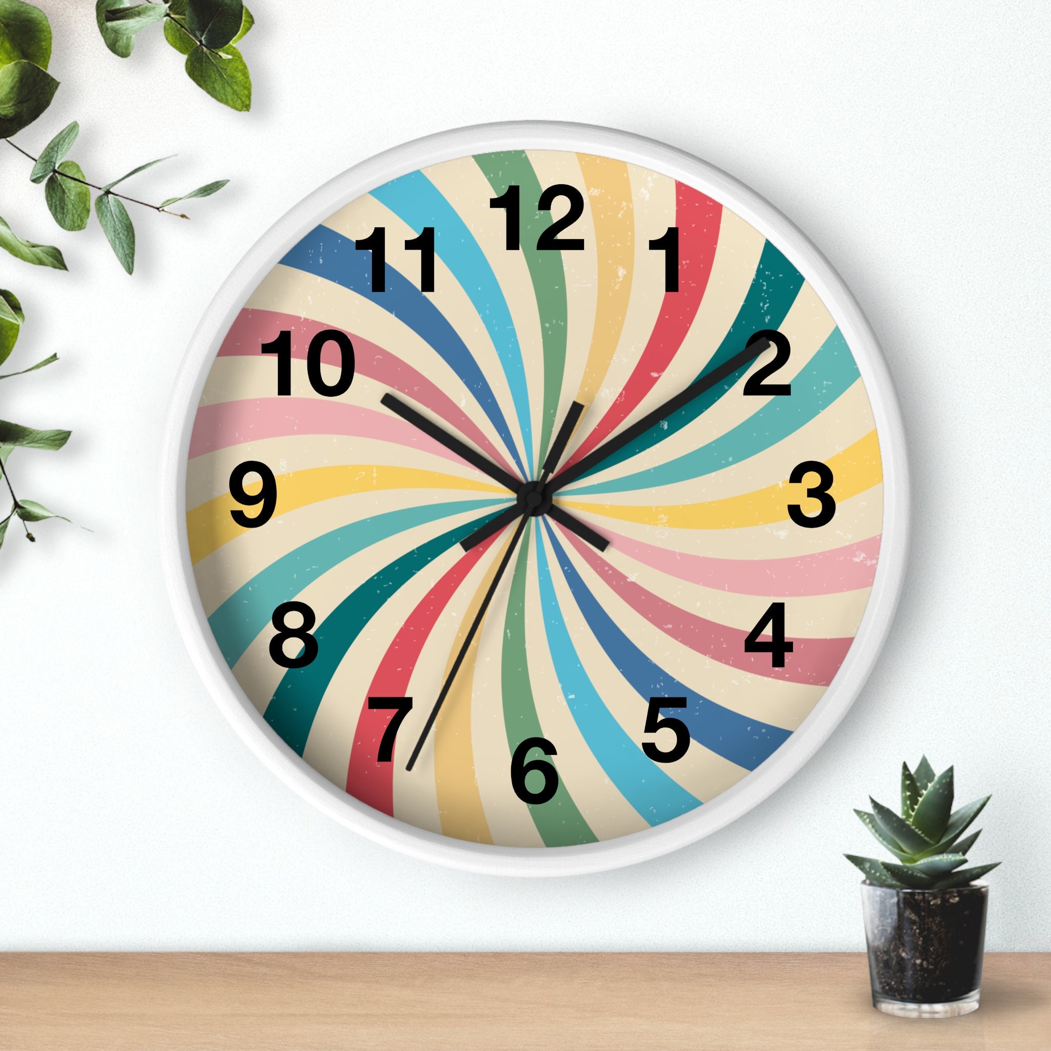 Pinwheel Wall Clock, Color Wheel Clock, Colorful Clock, Silent Clock ...
