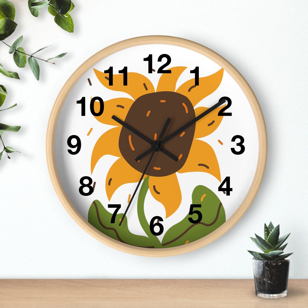 Sunflower Clock Kitchen Wall Clock Yellow Trendy Flower Clock Abstract ...