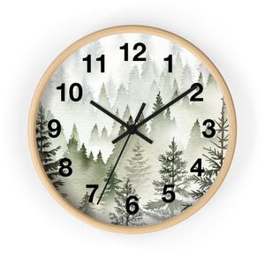 Misty Forest Wall Clock Misty Mountain Art Misty Pine Clock Mountain Valley Clock Mountain Decor Mountain Wall Art Scenic Mountain Clock image 2