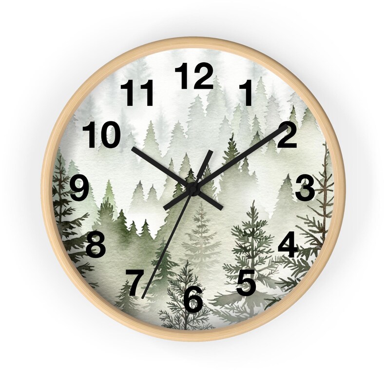 Misty Forest Wall Clock Misty Mountain Art Misty Pine Clock Mountain Valley Clock Mountain Decor Mountain Wall Art Scenic Mountain Clock image 2