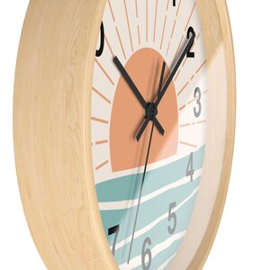 Retro Boho Clock Bohemian Sunset Wall Clock Retro Sunset Summer Vibes Hippie Decor Vintage Kitchen Summer Wall Art Vintage Vibe Retro Decor image 8