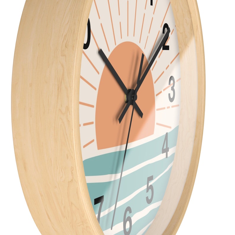 Retro Boho Clock Bohemian Sunset Wall Clock Retro Sunset Summer Vibes Hippie Decor Vintage Kitchen Summer Wall Art Vintage Vibe Retro Decor image 8