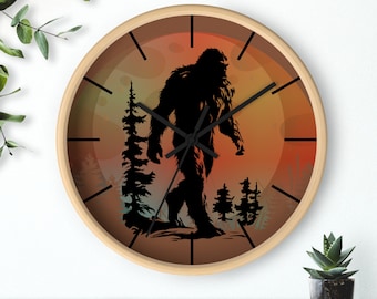 Bigfoot Wall Clock Sasquatch Clock Yeti Clock Game Room Decor Bigfoot Lover Man Cave Clock Gift for Dad Gift for Son Cryptids Bigfoot Decor