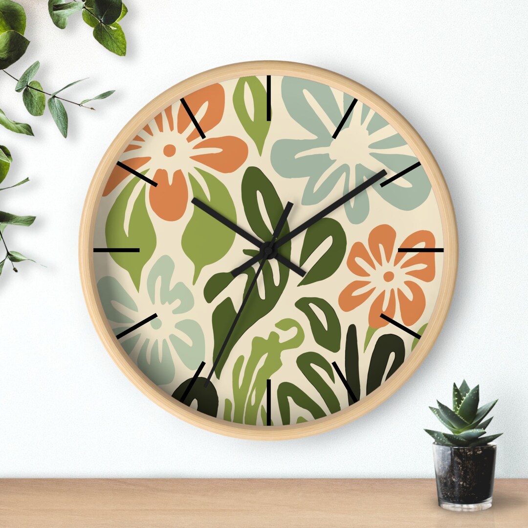Boho Floral Wall Clock