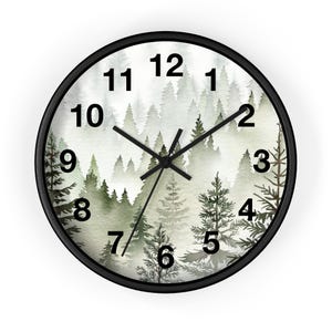 Misty Forest Wall Clock Misty Mountain Art Misty Pine Clock Mountain Valley Clock Mountain Decor Mountain Wall Art Scenic Mountain Clock image 5