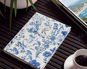 Monogrammed Journal Toile de Jouy Note Book French Blue Toile Notebook Elegant Notepad Grand Daughter Gift for Girl Hardcover Journal Matte