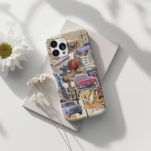 Iphone Case Vintage Collage Car, Iphone Case Travel, Gift for Man, Retro Collage Case, Trendy Phone Case iPhone 15, 14, 13, 12, 11 Pro Max