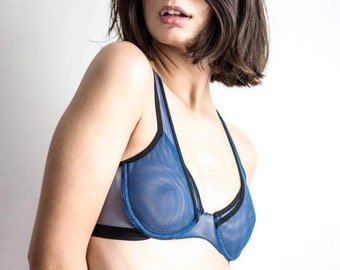 Lingerie bra underwire underwear in blue