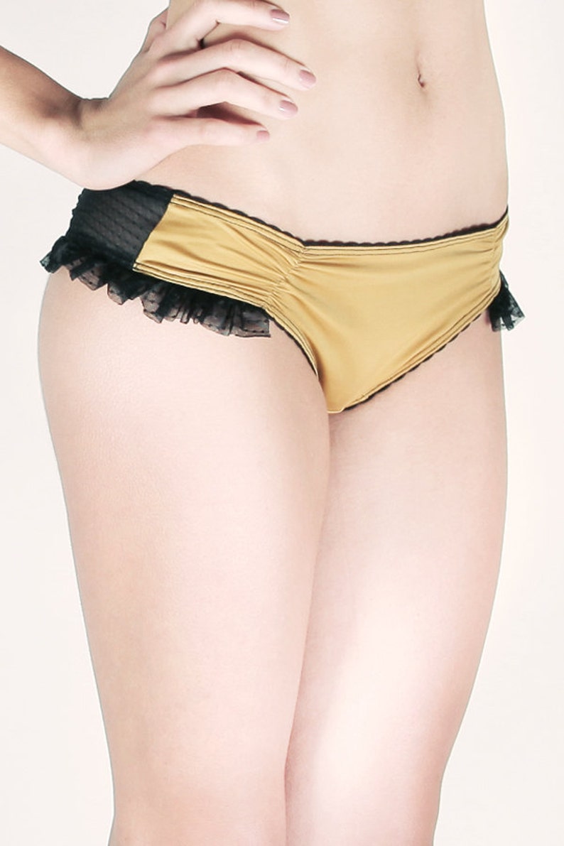 Ruffled Panties // Black and Gold Lingerie image 1